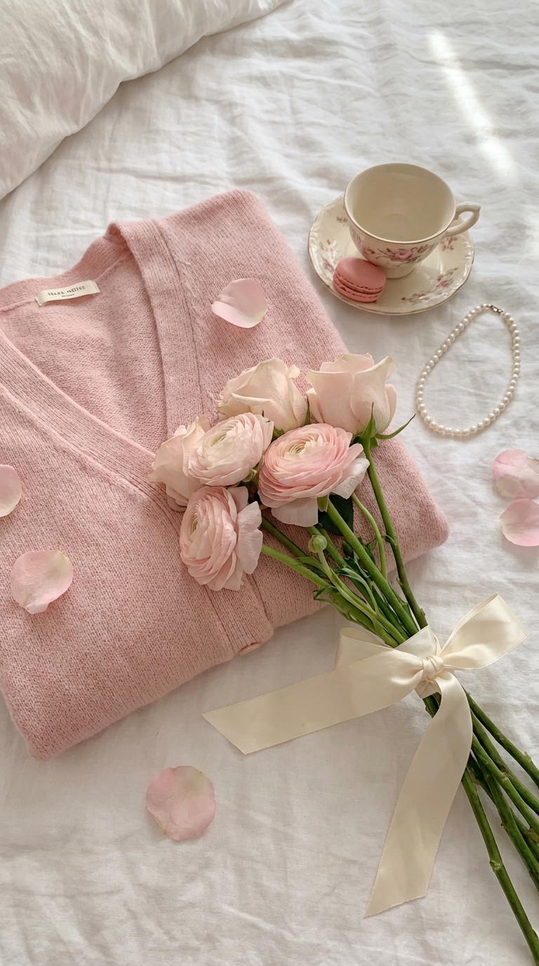 Blush knitwear with soft texture